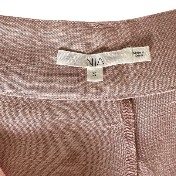NIA ASH PINK LINEN BLEND TROUSER SHORTS SIZE SMALL - Picture 9 of 13